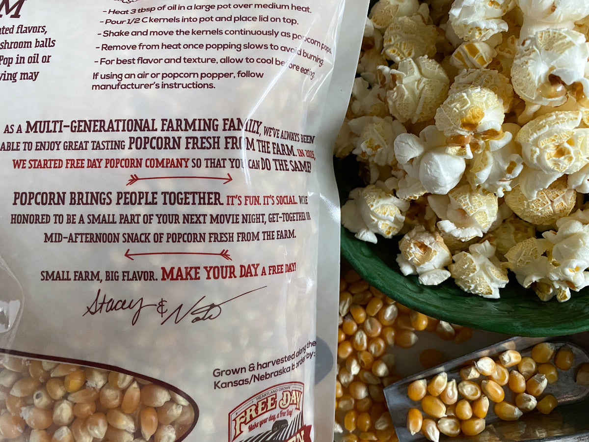 Omega Mushroom™ Popcorn, 3 lb (48 oz) pouch: Farm Fresh, Non-GMO Popco –  Free Day Popcorn Company