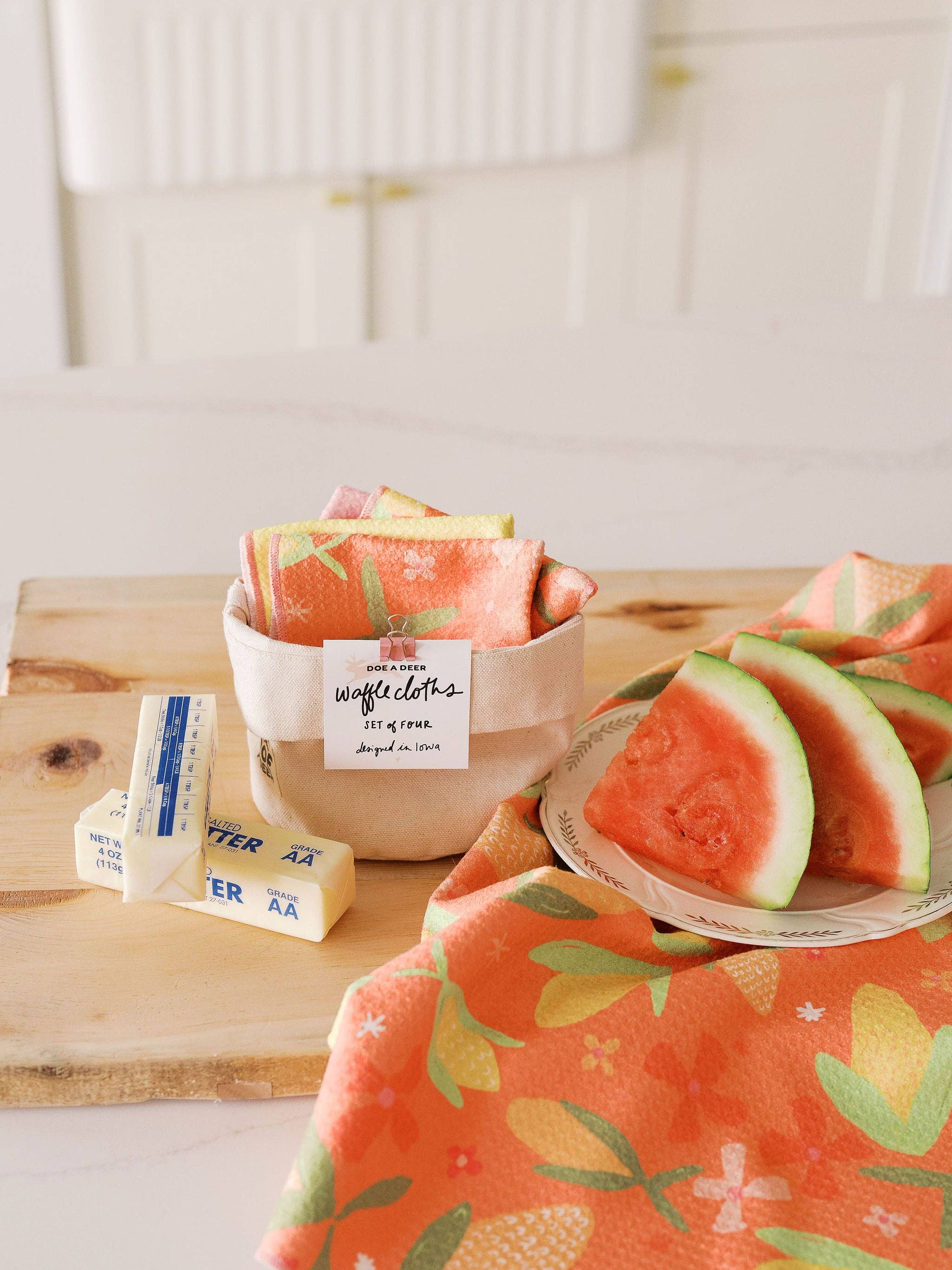 Corn & Flowers Waffle Cloths - Set of 4 | Doe A Deer