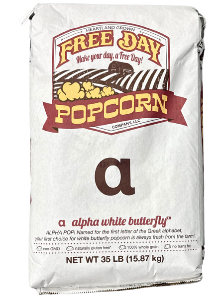 White Butterfly Popcorn, 35 lb Bag – Free Day Popcorn Company White Butterfly Popcorn, 35 lb Bag – Free Day Popcorn Company