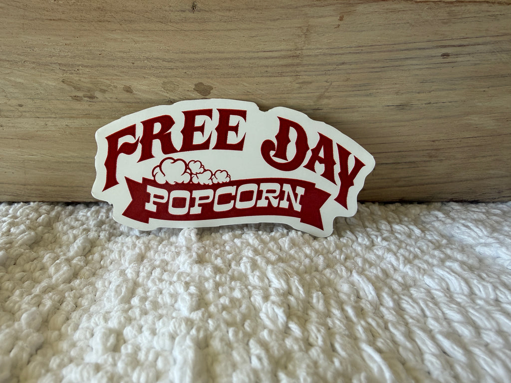 Free Day Popcorn Logo Sticker