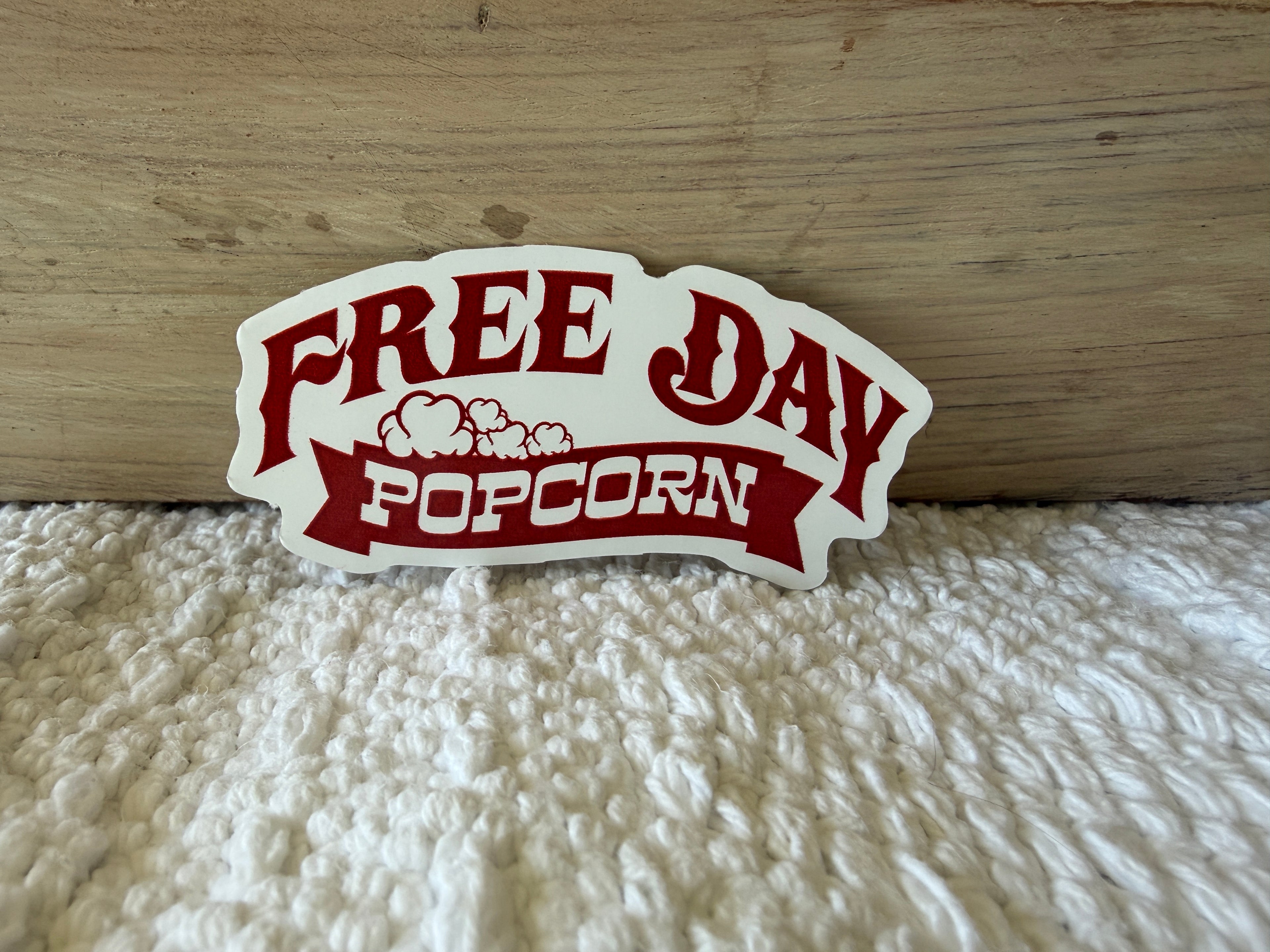 Free Day Popcorn Logo Sticker