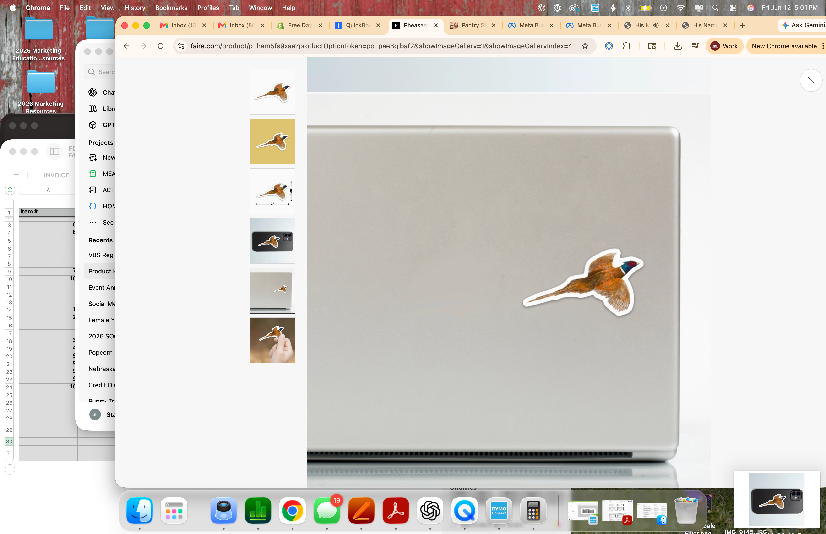 Pheasant Flying Sticker | Kevin & Kaia