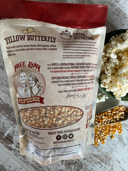 Yellow Butterfly Popcorn, 3 lb (48 oz) pouch: Farm Fresh, Non-GMO Popcorn